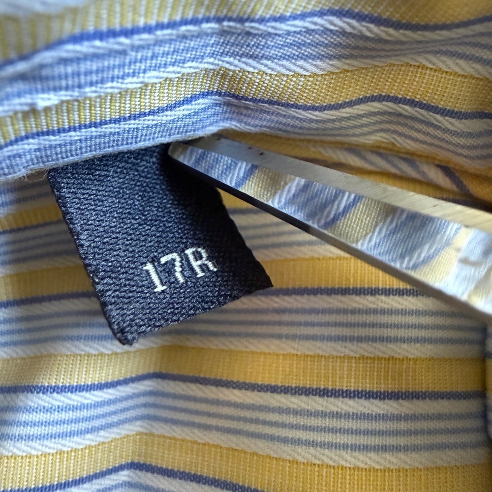Burberry yellow and blue Striped Mens Dress Shirt- 17R - Picture 4 of 7